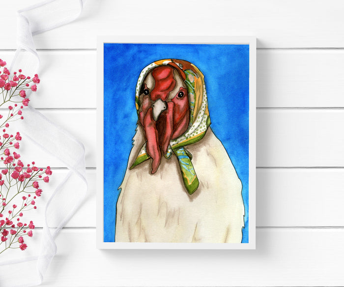 PinkPolish Design Art Prints "Bawk-Buska" Watercolor Painting: Art Print