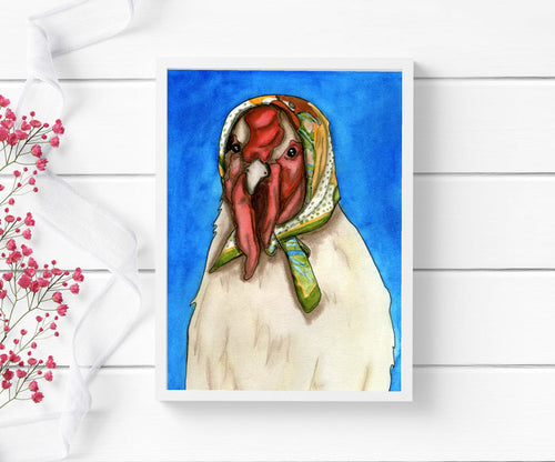 PinkPolish Design Art Prints "Bawk-Buska" Watercolor Painting: Art Print
