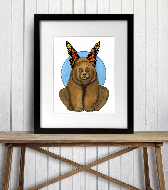 PinkPolish Design Art Prints "Bear Fae"  Watercolor Painting: Art Print