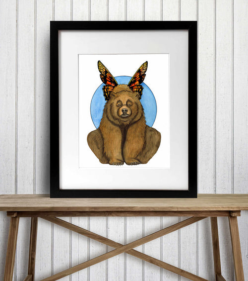 PinkPolish Design Art Prints "Bear Fae"  Watercolor Painting: Art Print