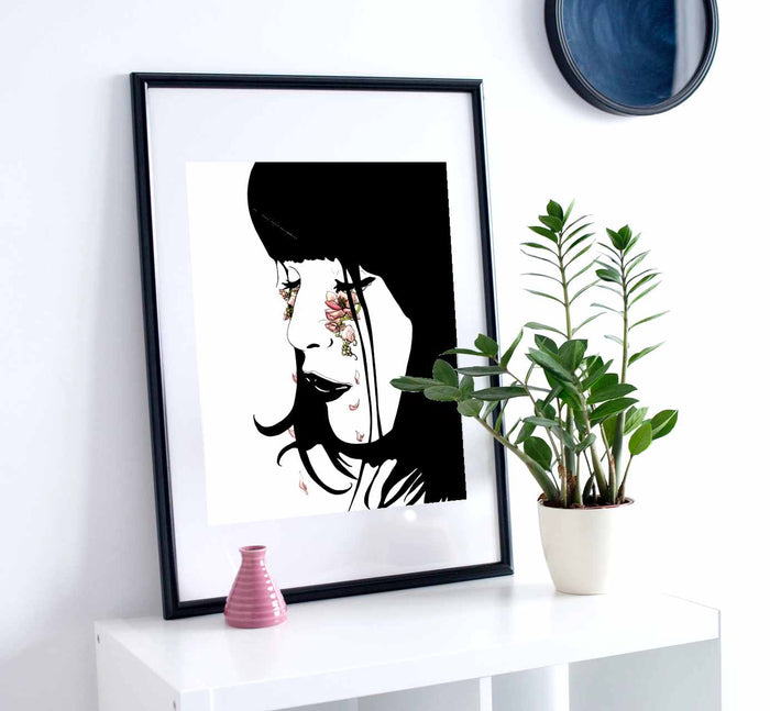 PinkPolish Design Art Prints "Beautiful Tears"  Ink Drawing: Art Print