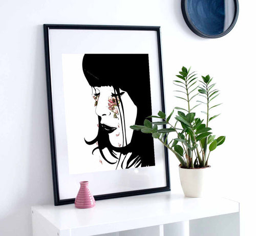 PinkPolish Design Art Prints "Beautiful Tears"  Ink Drawing: Art Print