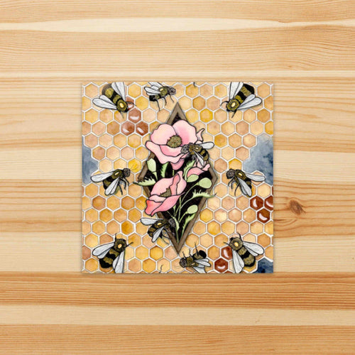 PinkPolish Design Stickers "Bee Repetition" Square Vinyl Sticker
