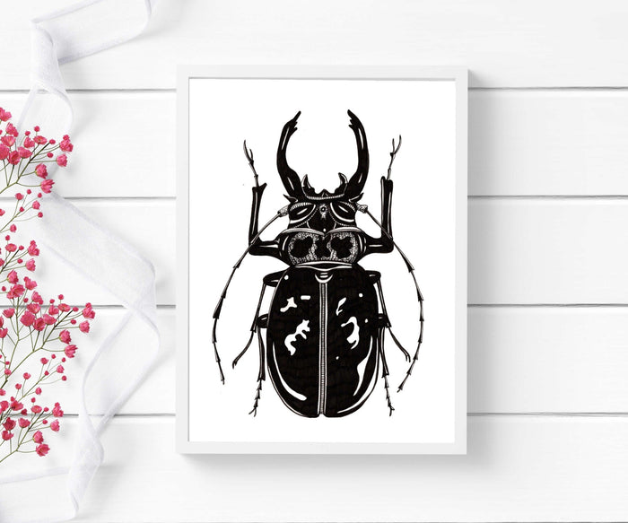 PinkPolish Design Art Prints "Beetle Jewel" Watercolor Painting: Art Print