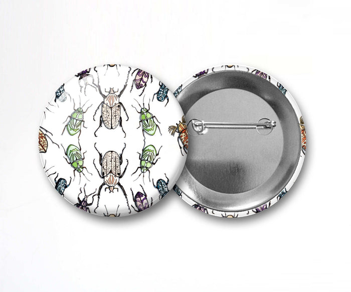 PinkPolish Design Buttons "Beetle Repetition" Pin Back Button, 2.25 Inch