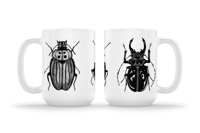 PinkPolish Design Coasters "Beetles" 15oz Mug