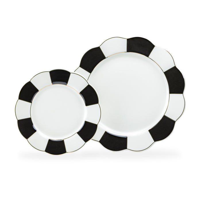 Black and White Scallop Fine Porcelain Tea Set