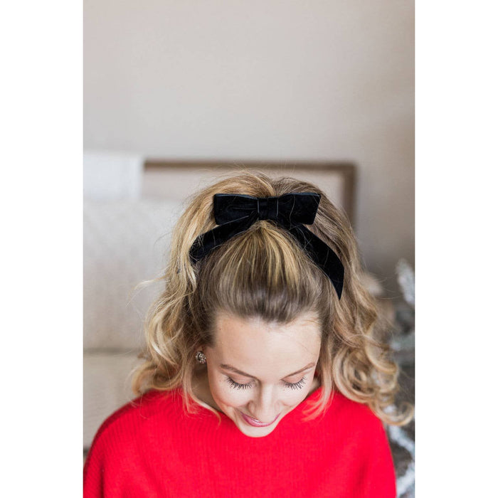 Black Delora Velvet Bow Barrette