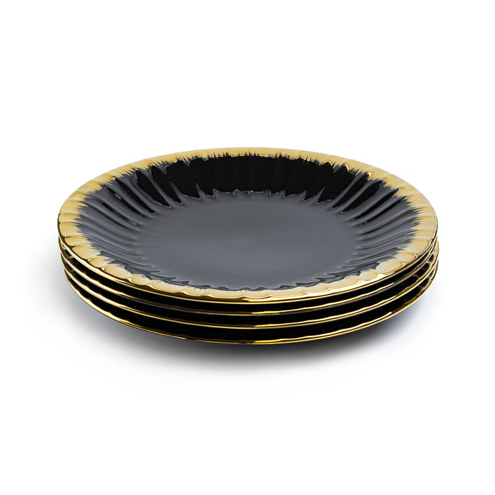 Black Gold Ripple Fine Porcelain Dinner Plate