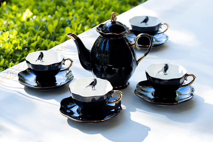 Grace Teaware Halloween Raven Tea Set