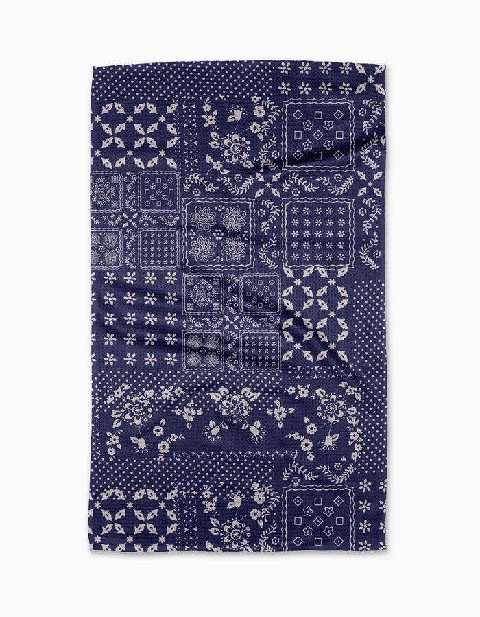Blossoming Bandanna Blue Kitchen Tea Towel