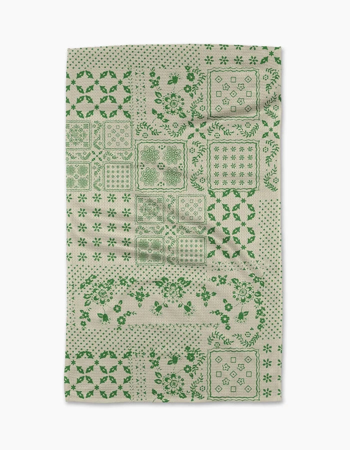 Blossoming Bandanna Green Kitchen Tea Towel