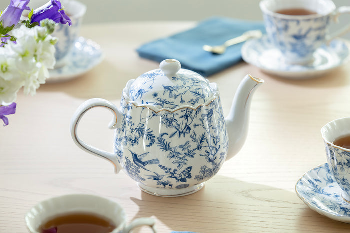 Blue Bird Toile Fine Porcelain Teapot
