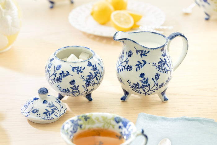Blue Botanical Three-Foot Fine Porcelain Tea Set