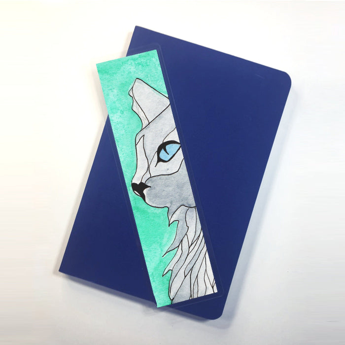 PinkPolish Design Bookmarks "Blue Eyed Cat" 2-Sided Bookmark