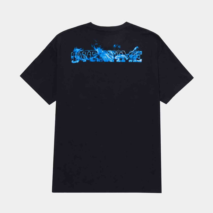 Rear view of Men's Overtime Blue Flame Tee.