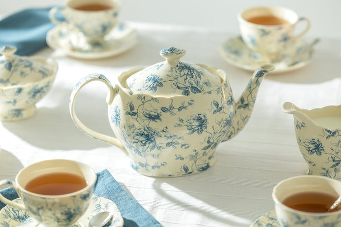 Blue Rose Toile Fine Porcelain Tea Set
