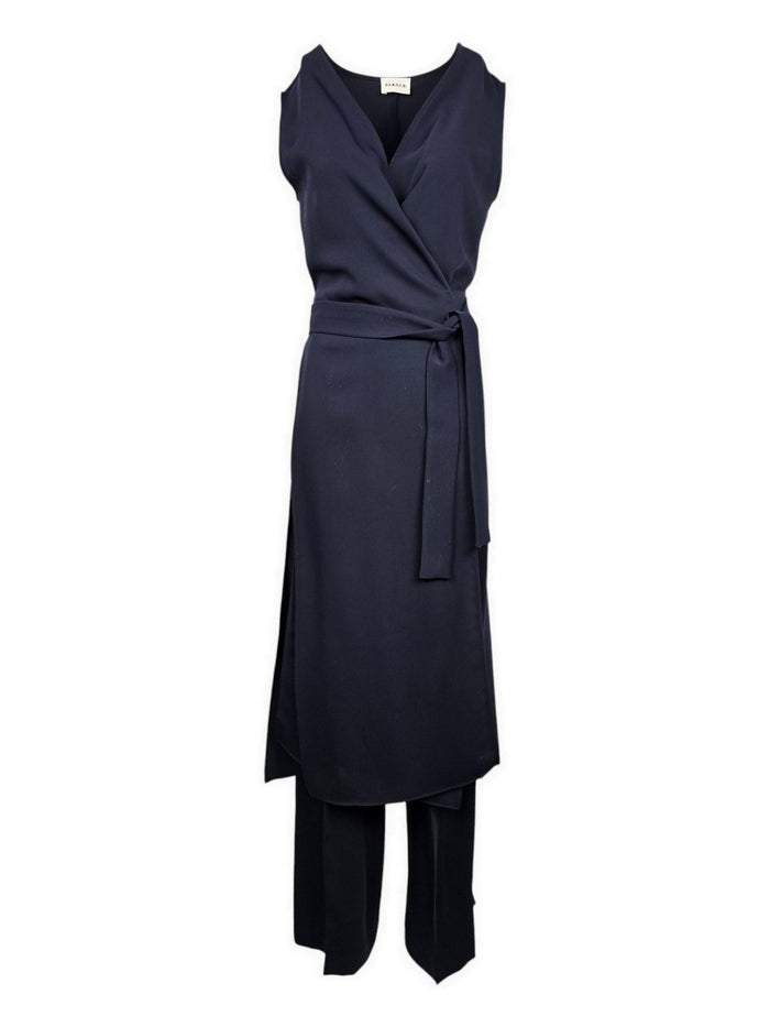 blusa donna lunga in cady blu