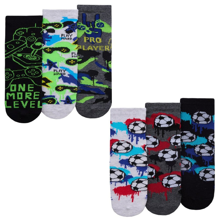 Boys 3pk Socks - Gaming/Football (6-3.5) (PK12) 42B826