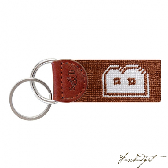 Brown Needlepoint Key Fob-Fussbudget.com