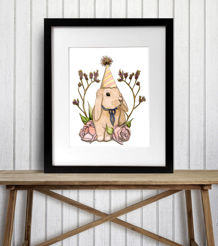 PinkPolish Design Art Prints "Bunny Celebration" Watercolor Painting: Art Print