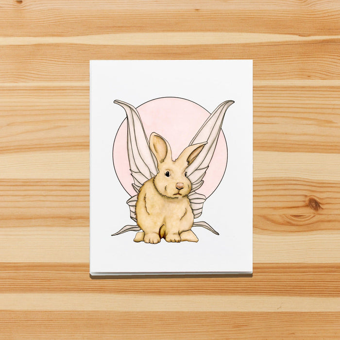 PinkPolish Design Note Cards "Bunny Fae" Handmade Notecard