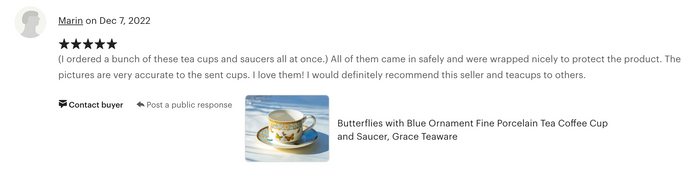 Butterflies with Blue Ornament Fine Porcelain Cup and Saucer