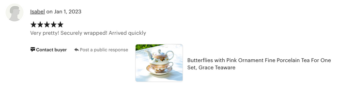 Butterflies with Pink Ornament Fine Porcelain Tea For One Set