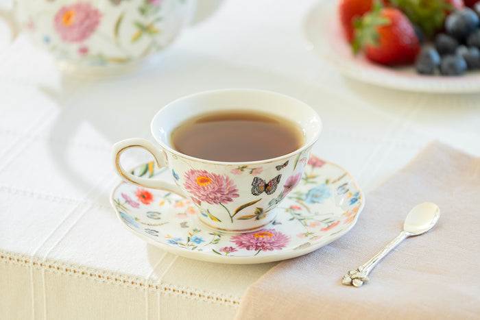 Butterfly Garden Fine Porcelain Tea Cup and Saucer