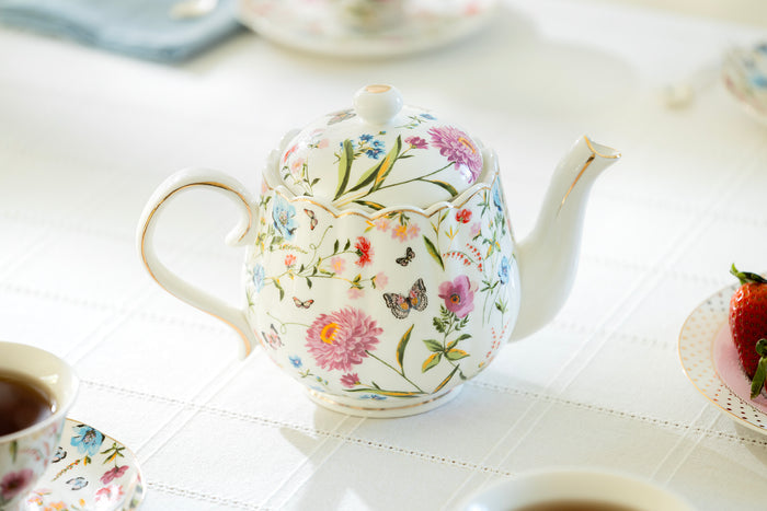 Butterfly Garden Fine Porcelain Teapot