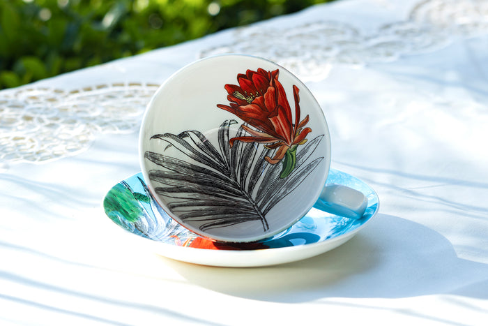 cactus flower with palm leaf cup