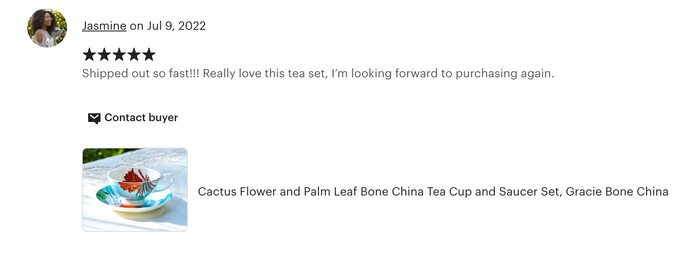 Cactus Flower and Palm Leaf Bone China Tea Cup and Saucer