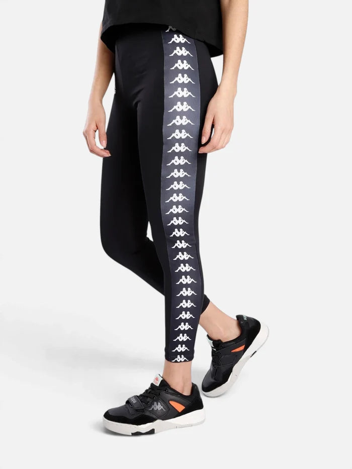Calza Larga Kappa 222 Banda Atui 2 Leggings Negro-Blanco