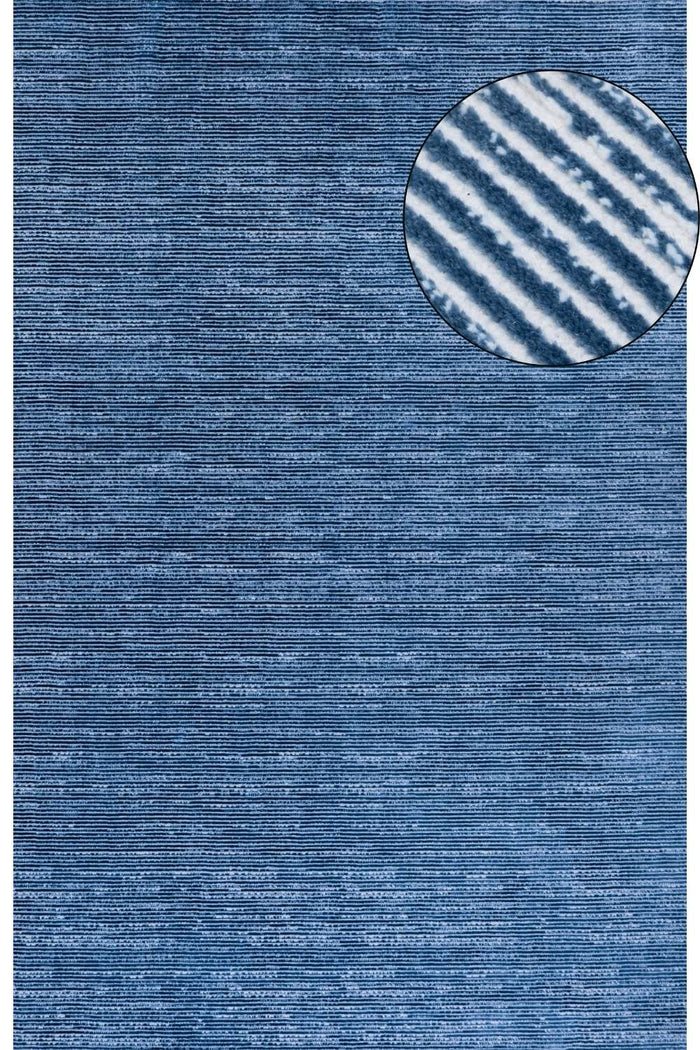 Carmel striped design blue colour rug, anti-static, non-shedding, rectangular and runner rugs | THE RUGS
