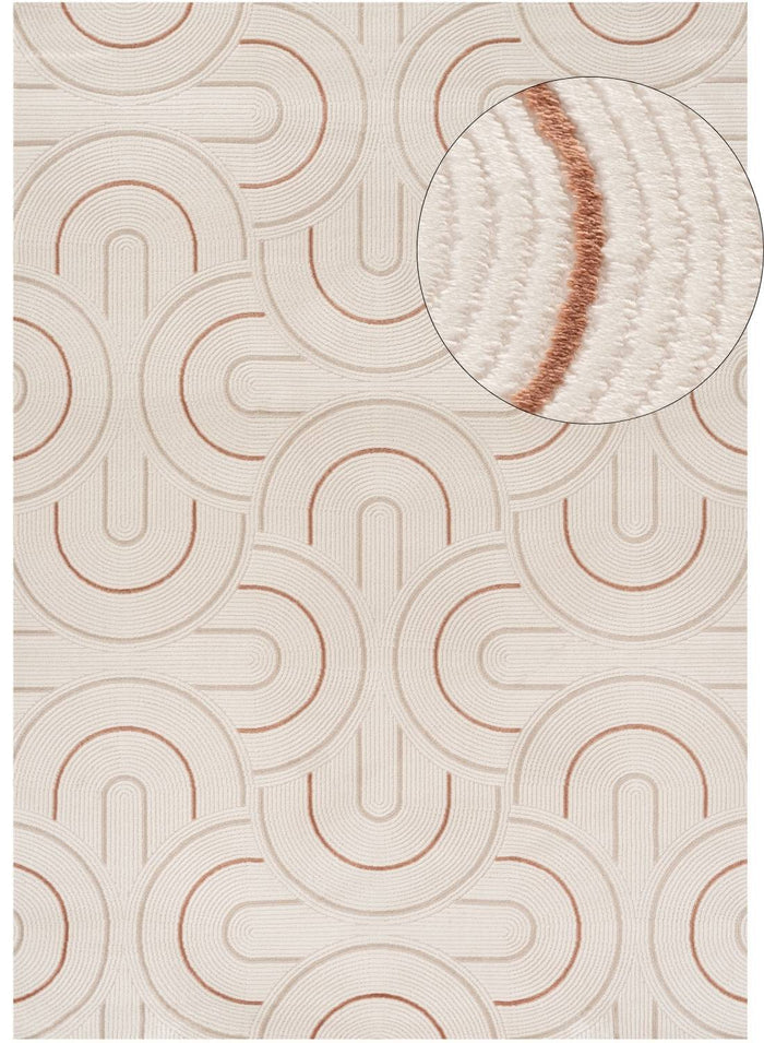 Living Room rug, terra-cream colours, geometric, practicality in mind, the rug is anti-allergic.