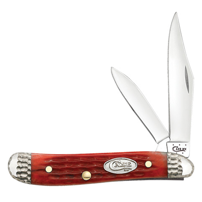Case - Worked Bolster - Rogers Corn Cob - Jigged Dark Red Bone - Peanut - 53222