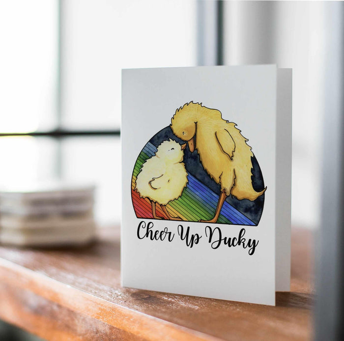 PinkPolish Design Note Cards "Cheer Up Ducky" Handmade Notecard