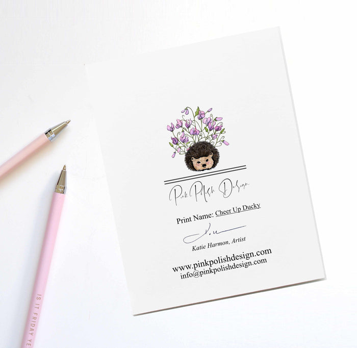 PinkPolish Design Note Cards "Cheer Up Ducky" Handmade Notecard