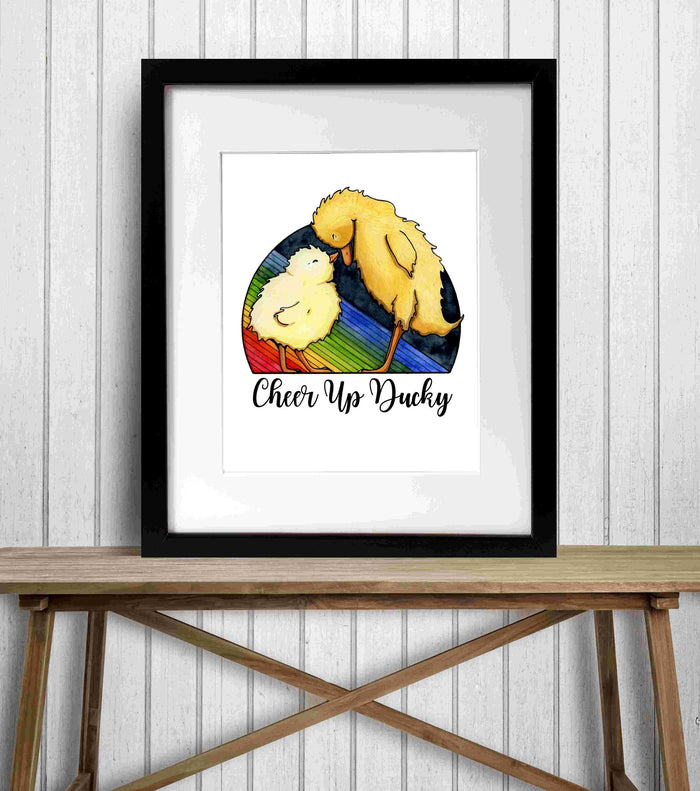 PinkPolish Design Art Prints "Cheer Up Ducky"  Watercolor Painting: Art Print