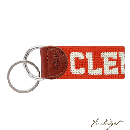 Clemson (Orange) Needlepoint Key Fob-Fussbudget.com