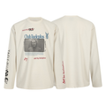 Off-white Club Taeleplus graphic long sleeve tee showing front halftone print and sleeve typography, front and back view