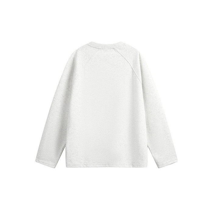 Plain light gray back view of the long sleeve tee