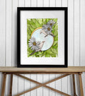 PinkPolish Design Art Prints "Daisy Finches" Watercolor Painting: Art Print