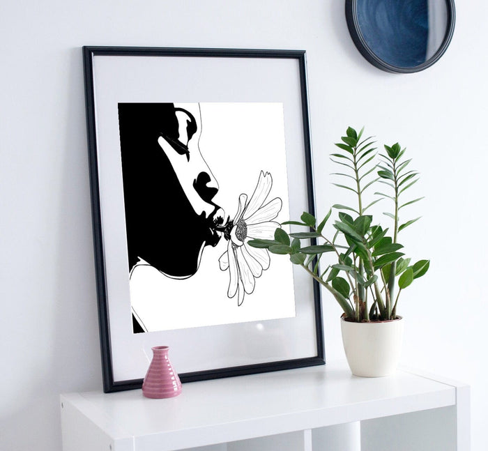 PinkPolish Design Posters, Prints, & Visual Artwork "Daisy" Ink Drawing: Art Print