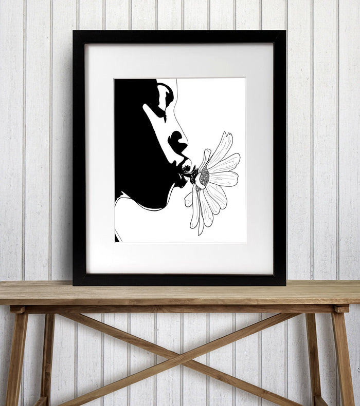 PinkPolish Design Posters, Prints, & Visual Artwork "Daisy" Ink Drawing: Art Print