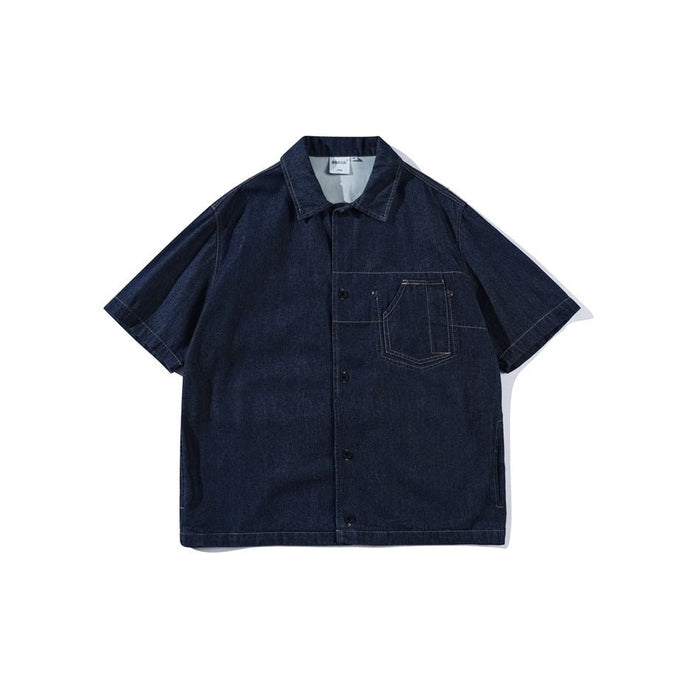 Dark Denim Chambray Shirt on Sale - Men's and Women's Short Sleeve Classic Style - Seakoff