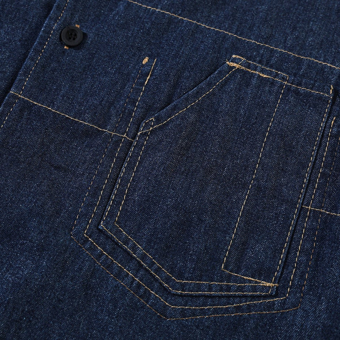Dark Denim Chambray Shirt on Sale - Men's and Women's Short Sleeve Classic Style - Seakoff