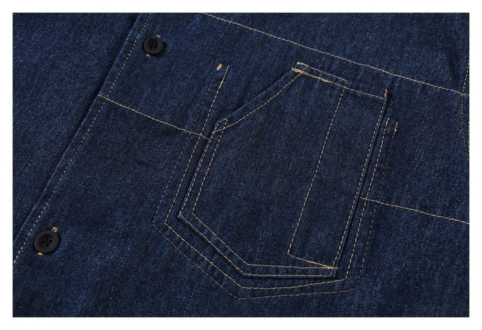 Dark Denim Chambray Shirt on Sale - Men's and Women's Short Sleeve Classic Style - Seakoff