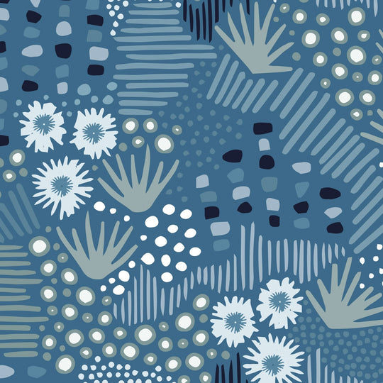 Dashwood Studios - Broderie - Ogla-Blue - brod-2192-blue - Sold by the Half Yard
