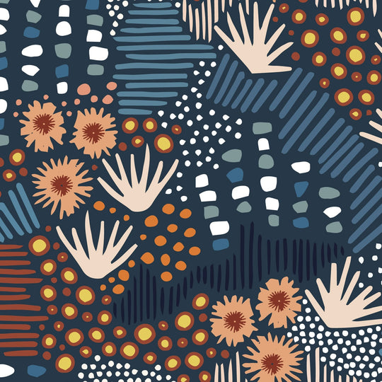 Dashwood Studios - Broderie - Ogla-Indigo - brod-2192-indigo - Sold by the Half Yard